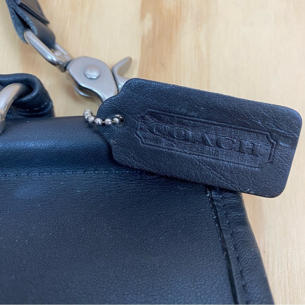 Vintage Coach Willis Black Leather Crossbody Bag w/Nickel Hardware - Picture 6 of 8